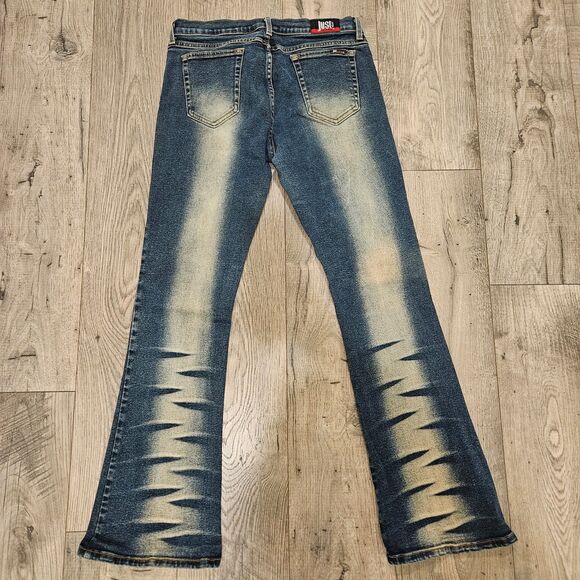 Y2K Vintage Just USA Distressed Flared Jeans Woman Size 13 Made in USA - Picture 2 of 8